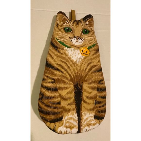 Vintage 1992 Cat Oven Mitt Boston Warehouse Tabby Orange Kitten pot holder - Picture 1 of 7